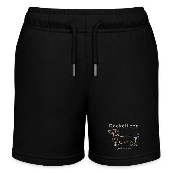 Dackelliebe Grosses Herz Dachshund Dog Lover - Kids Organic Sweat Shorts by Stanley/Stella - black - Front