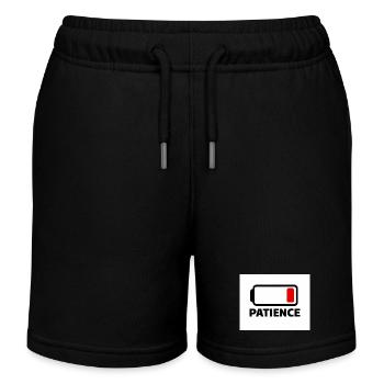 PATIENCE Battery Icon with Font - Kids Organic Sweat Shorts by Stanley/Stella - black - Front