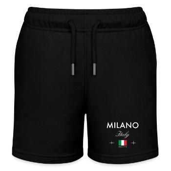 Milan Italy Coordinates Travel Souvenir - Kids Organic Sweat Shorts by Stanley/Stella - black - Front