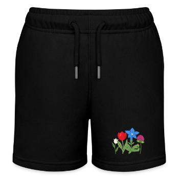 Blumen botanisch Pflanze Illustration - Kinder Organic Joggingshorts Mini Bolter von Stanley/Stella - Schwarz - Vorne