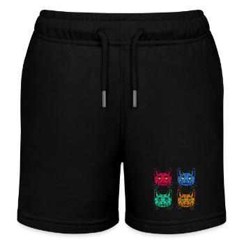 Vier Farben Katzen / Cats like Warhol - Kinder Organic Joggingshorts Mini Bolter von Stanley/Stella - Schwarz - Vorne