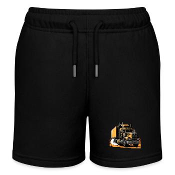 Post Apocalyptic Semi Trailer Truck - Kids Organic Sweat Shorts by Stanley/Stella - black - Front