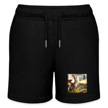 Feuerspeiender Hase Drache #08 - Kinder Organic Joggingshorts Mini Bolter von Stanley/Stella - Schwarz - Vorne