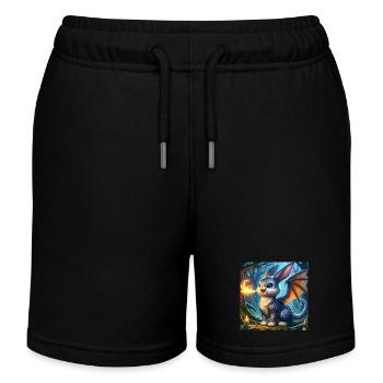 Feuerspeiender Hase Drache #02 - Kinder Organic Joggingshorts Mini Bolter von Stanley/Stella - Schwarz - Vorne