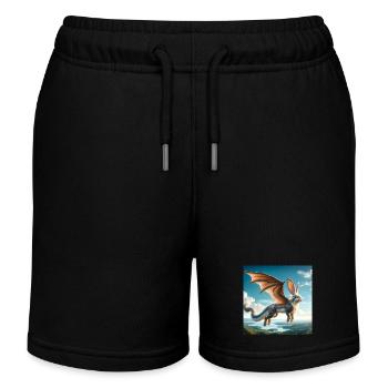 Fliegender Hase Drache #02 - Kinder Organic Joggingshorts Mini Bolter von Stanley/Stella - Schwarz - Vorne