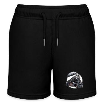 Dampflok Grafik - Kinder Organic Joggingshorts Mini Bolter von Stanley/Stella - Schwarz - Vorne