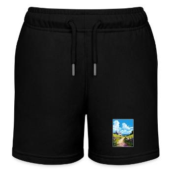 St Neot Cornwall Vintage Reiseposter Souvenir - Kinder Organic Joggingshorts Mini Bolter von Stanley/Stella - Schwarz - Vorne