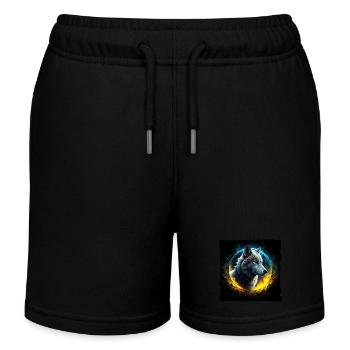 Wolf vor leuchtendem Mond - Kinder Organic Joggingshorts Mini Bolter von Stanley/Stella - Schwarz - Vorne