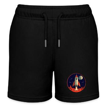 Lancement d’une fusée depuis la planète Terre - Voyage sur la Lune - Short de jogging enfant bio Stanley/Stella - noir - Devant