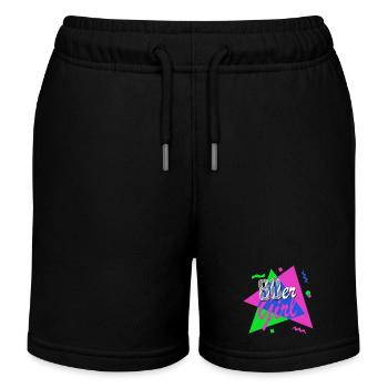 80er Girl - 80er Jahre - bunt + verrückt - retro - Kinder Organic Joggingshorts Mini Bolter von Stanley/Stella - Schwarz - Vorne