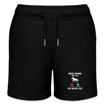 My horse is calling, I've got to go, horse owner - Kids Organic Sweat Shorts by Stanley/Stella - black - Front