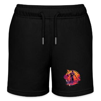 Basketballspieler vor dem Hintergrund der untergehenden Sonne, im Herbst - Kinder Organic Joggingshorts Mini Bolter von Stanley/Stella - Schwarz - Vorne