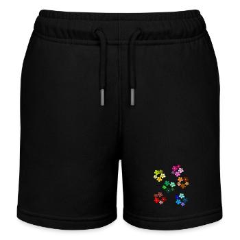 Blumenmuster blühende Blume floral Blumenranke - Kinder Organic Joggingshorts Mini Bolter von Stanley/Stella - Schwarz - Vorne