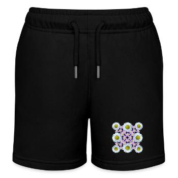 Blumenmuster Gänseblümchen Blume Blumenranke Blüte - Kinder Organic Joggingshorts Mini Bolter von Stanley/Stella - Schwarz - Vorne