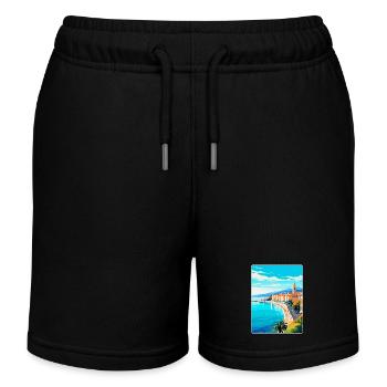 Nizza Frankreich Vintage Reiseplakat WPA Kunst Souvenir - Kinder Organic Joggingshorts Mini Bolter von Stanley/Stella - Schwarz - Vorne