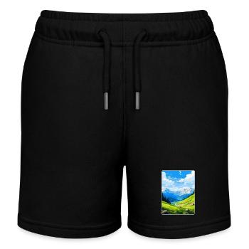 Pyrenees National Park France Travel Poster WPA - Kids Organic Sweat Shorts by Stanley/Stella - black - Front