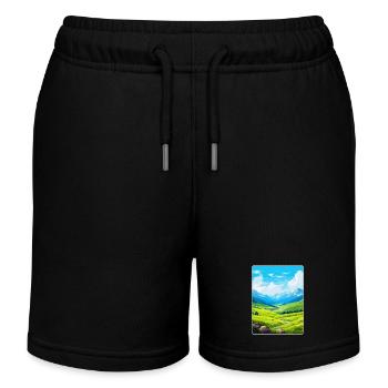 Pyrenees National Park France Travel Poster WPA - Kids Organic Sweat Shorts by Stanley/Stella - black - Front
