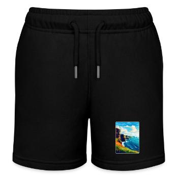 Falaises de Moher Irlande Royaume-Uni Affiche de voyage vintage - Short de jogging enfant bio Stanley/Stella - noir - Devant