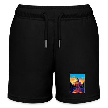 St Peter's Basilica Italy Vintage Travel Poster - Kids Organic Sweat Shorts by Stanley/Stella - black - Front