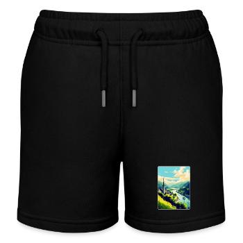 Vallée du Rhin Allemagne Affiche de voyage vintage - Short de jogging enfant bio Stanley/Stella - noir - Devant