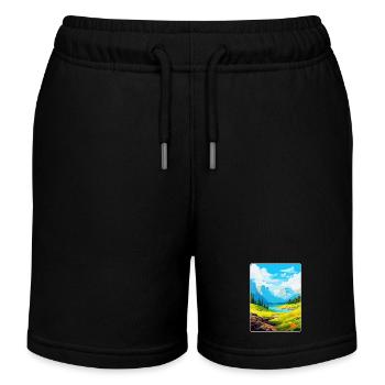 Pyrenees National Park France Travel Poster WPA - Kids Organic Sweat Shorts by Stanley/Stella - black - Front
