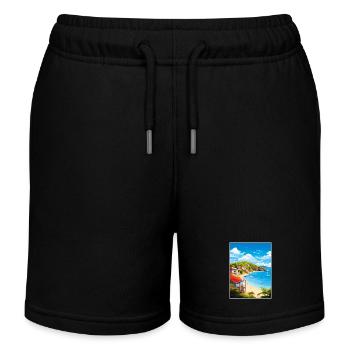 Antigua and Barbuda Caribbean Travel Poster - Kids Organic Sweat Shorts by Stanley/Stella - black - Front
