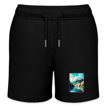 Salzburg Austria Vintage Travel Poster Souvenir - Kids Organic Sweat Shorts by Stanley/Stella - black - Front