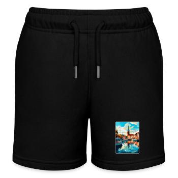 Flensburg Deutschland Vintage Reiseplakat Souvenir - Kinder Organic Joggingshorts Mini Bolter von Stanley/Stella - Schwarz - Vorne
