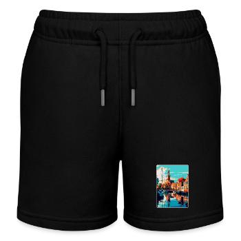 Enkhuizen Niederlande Vintage Reiseposter WPA - Kinder Organic Joggingshorts Mini Bolter von Stanley/Stella - Schwarz - Vorne