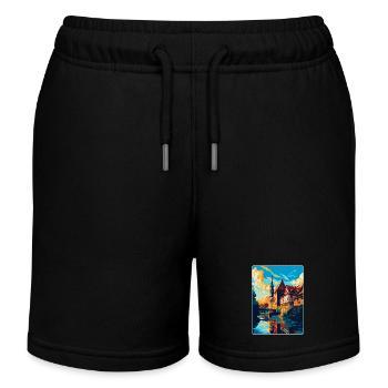 Nuremberg Germany Vintage Travel Poster Souvenir - Kids Organic Sweat Shorts by Stanley/Stella - black - Front