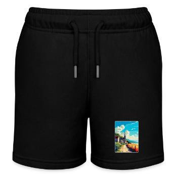 Normandie Frankreich Vintage Reiseplakat Souvenir WPA - Kinder Organic Joggingshorts Mini Bolter von Stanley/Stella - Schwarz - Vorne