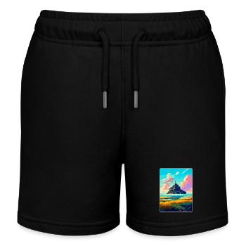 Mont Saint Michel Frankreich Vintage Reiseposter WPA - Kinder Organic Joggingshorts Mini Bolter von Stanley/Stella - Schwarz - Vorne