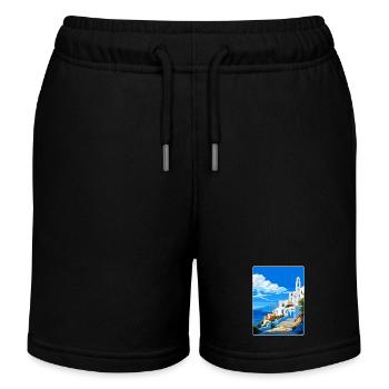 Tinos Griechenland Vintage Reiseposter WPA Souvenir - Kinder Organic Joggingshorts Mini Bolter von Stanley/Stella - Schwarz - Vorne