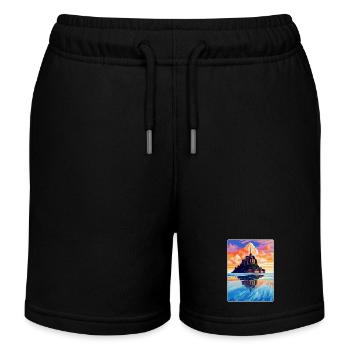 Mont Saint Michel Frankreich Vintage Reiseposter WPA - Kinder Organic Joggingshorts Mini Bolter von Stanley/Stella - Schwarz - Vorne