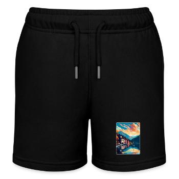 Mondsee Österreich Vintage Reiseplakat Souvenir WPA - Kinder Organic Joggingshorts Mini Bolter von Stanley/Stella - Schwarz - Vorne