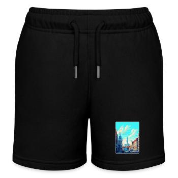 Brüssel Belgien Vintage Reiseplakat Souvenir - Kinder Organic Joggingshorts Mini Bolter von Stanley/Stella - Schwarz - Vorne