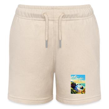 Hartland Quay Devon Vintage Reiseplakat Souvenir - Kinder Organic Joggingshorts Mini Bolter von Stanley/Stella - Natur - Vorne