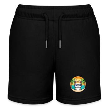 Kätzchen Lustige Cartoon Sommer Strand Sonnenbrille Cool - Kinder Organic Joggingshorts Mini Bolter von Stanley/Stella - Schwarz - Vorne