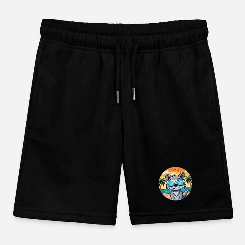 Australian Mist Cat Breed Cartoon Sunglasses Beach Kids Organic Sweat Shorts by Stanley/Stella