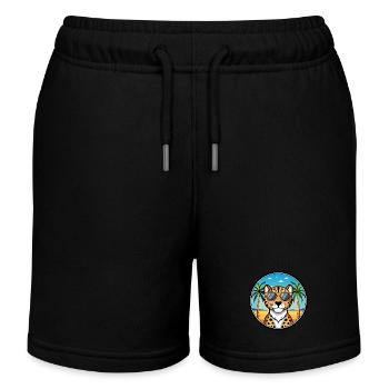 Amerikanischer Leopardenhund Hunderasse Cartoon Beach - Kinder Organic Joggingshorts Mini Bolter von Stanley/Stella - Schwarz - Vorne