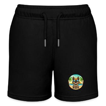 Black Tan Dog Breed Cartoon Sunglasses Beach - Kids Organic Sweat Shorts by Stanley/Stella - black - Front