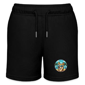 Portugiesische Podengo Hunderasse Cartoon Sonnenbrille - Kinder Organic Joggingshorts Mini Bolter von Stanley/Stella - Schwarz - Vorne