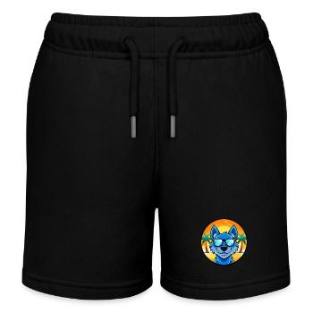 Lunettes de soleil de dessin animé de race de chien en dentelle bleue plage - Short de jogging enfant bio Stanley/Stella - noir - Devant