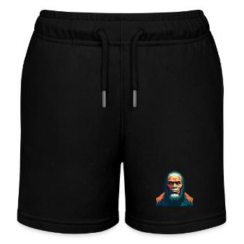 Big Foot Cartoon Character Colorful Pet Animal - Kids Organic Sweat Shorts by Stanley/Stella - black - Front