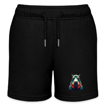 Nilpferd Cartoon Figur Buntes Haustier Tier - Kinder Organic Joggingshorts Mini Bolter von Stanley/Stella - Schwarz - Vorne