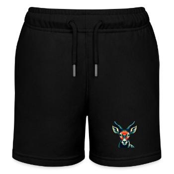 Antilope Zeichentrickfigur Buntes Haustier Tier - Kinder Organic Joggingshorts Mini Bolter von Stanley/Stella - Schwarz - Vorne