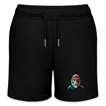 Big Foot Cartoon Character Colorful Pet Animal - Kids Organic Sweat Shorts by Stanley/Stella - black - Front