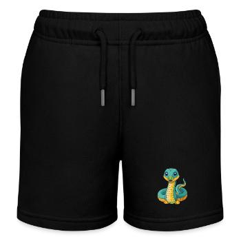 Anaconda Niedliche Maskottchen Zeichentrickfigur Kawaii - Kinder Organic Joggingshorts Mini Bolter von Stanley/Stella - Schwarz - Vorne