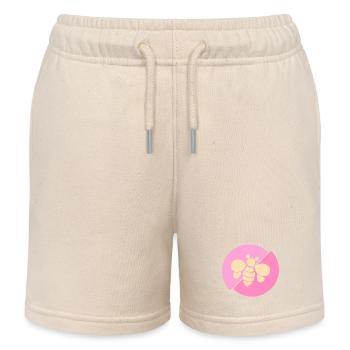 Pastel Pink Contrast Bee - Kids Organic Sweat Shorts by Stanley/Stella - soft Ecru - Front