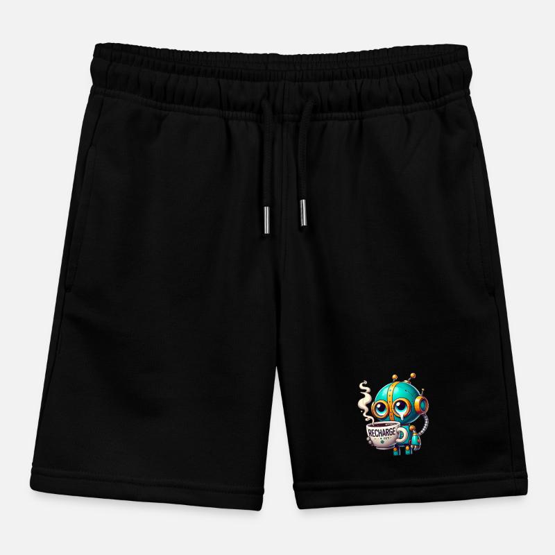 CoffeeFueled Robot Recharge Mode Kids Organic Sweat Shorts by Stanley/Stella